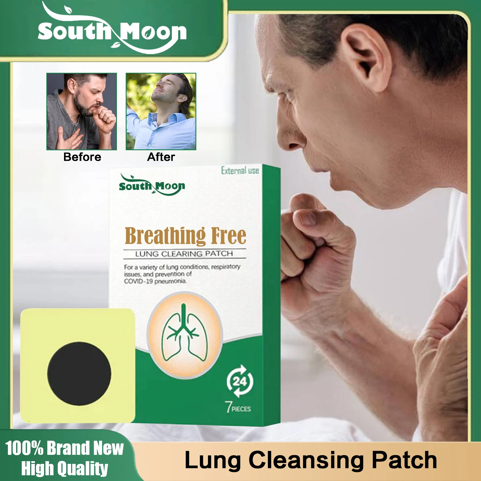

Lung Cleansing Patch Clear Nasal Congestion Relieve Coughing Sore Throat Remove Nasal Mucus Natural Herbal Lung Detox Sticker