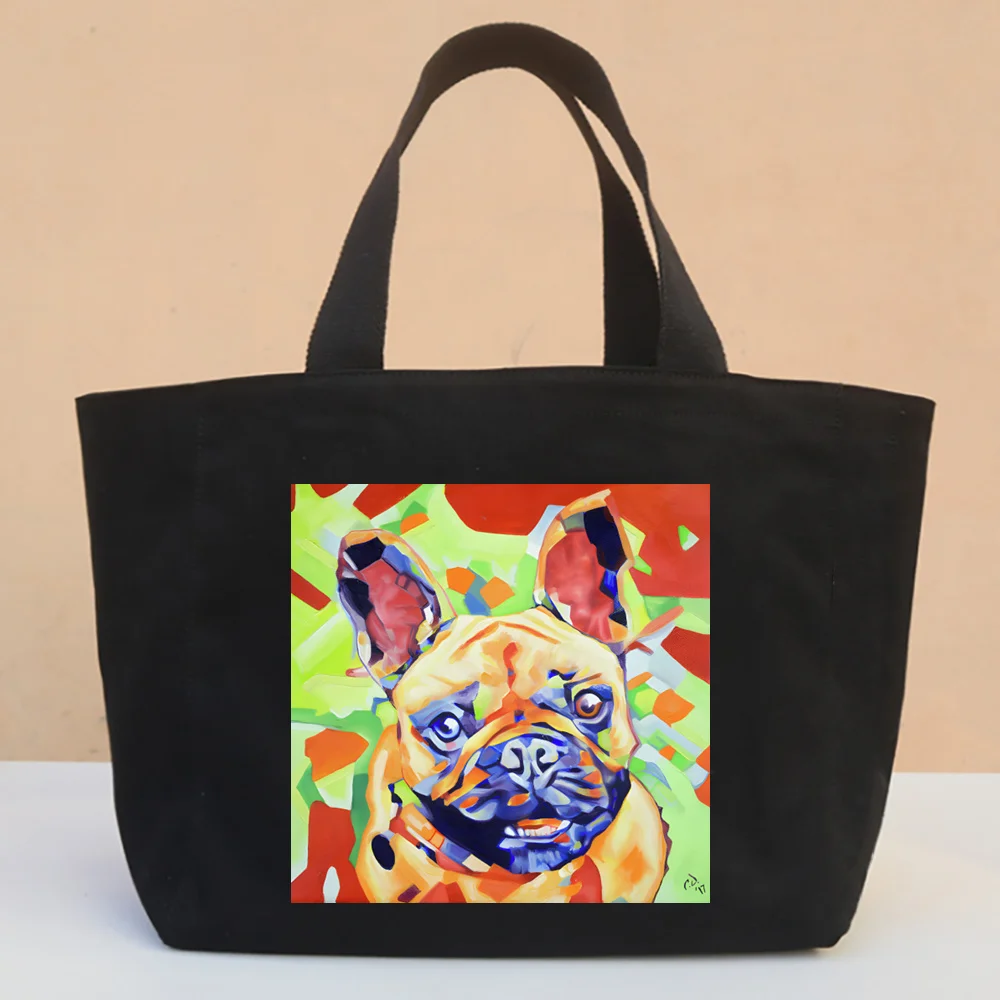 

French Bulldog Graphic Harajuku Design Shoulder Canvas Bags Large Capacity College Harajuku Handbag Women Bag Shopping Bag