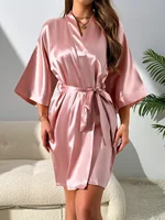 Autumn New Women's Silk Pajamas Sexy Fashion Pajamas Set And Simple Robe Three Piece Women's Loungewear - Image 6