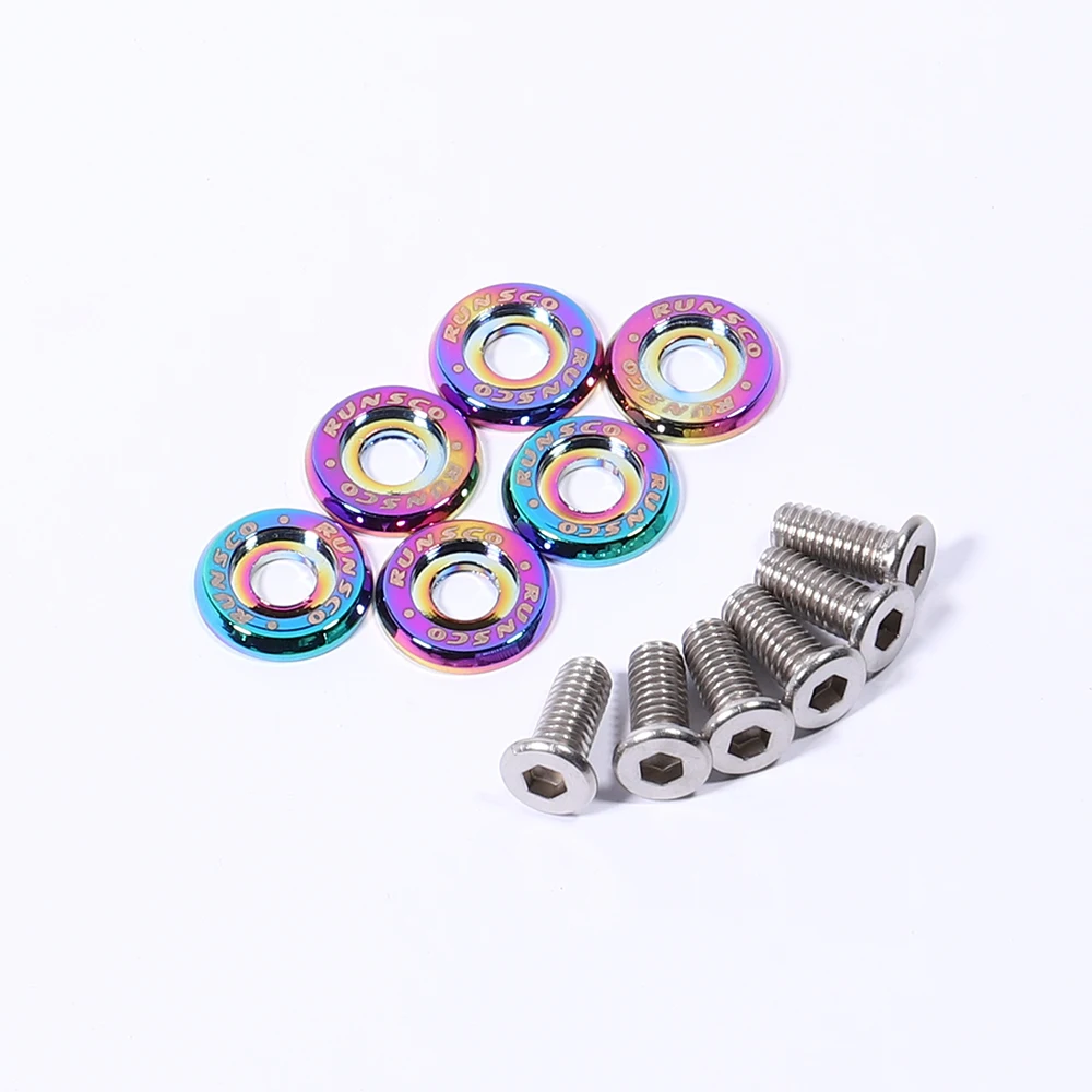 DKEKE 20PCS Aluminum Bumper Fender Washer M6 T6 Grade CNC Billet Engine Bay Dress Up Kit Car Modified Hex Fasteners Concave Screws DKEKE (Color Name : Black - View #4