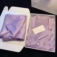 Pyjama de luxe léger en soie glacée de haute qualité pour femme, ensemble de maison à manches longues, vêtements de nuit en Satin, Style printemps et automne 1