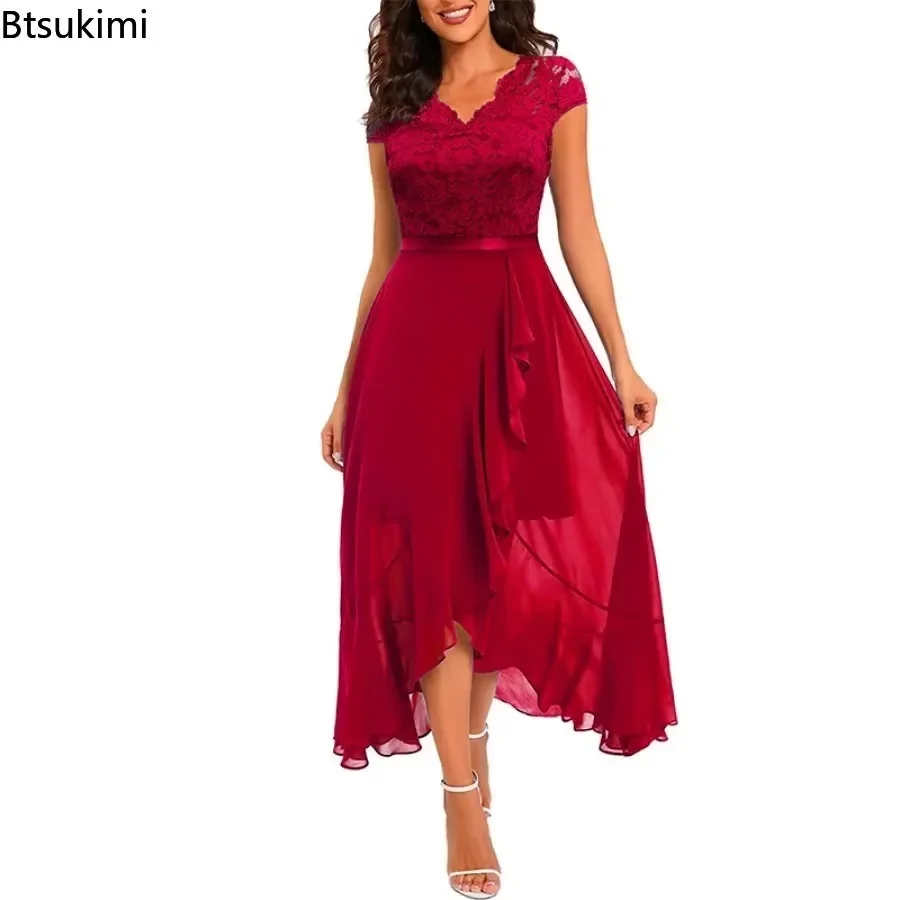 فستان ميدي دانتيل بألوان متعددة