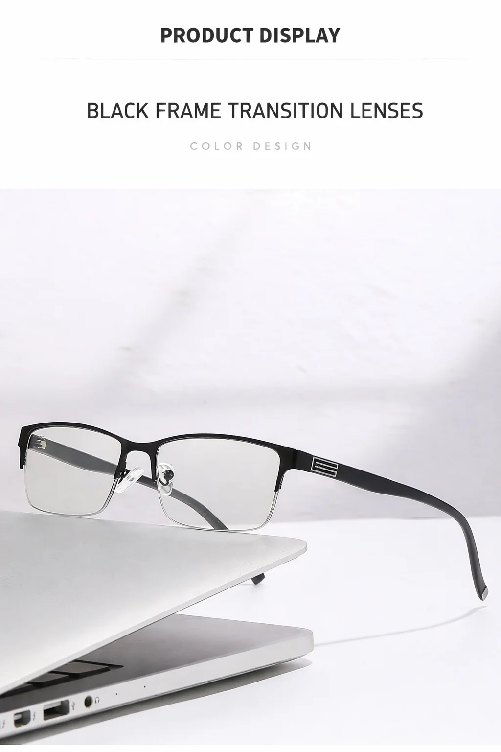 1pc Männer Platz Anti Blau Licht Lesebrille Fashion Square Halb Rahmen Klare Linse Photochrome Brillen für Unisex + 1,0- + 4,0 – Detail 10