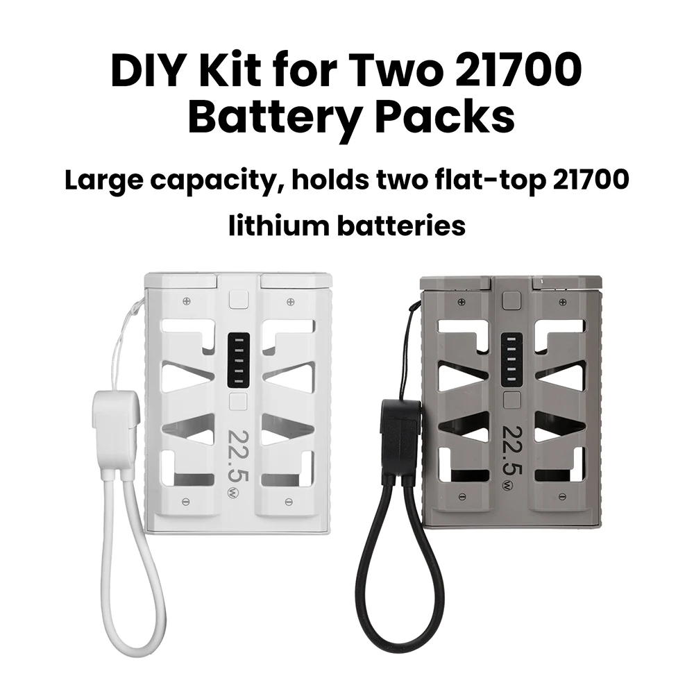 22.5W 고속 충전 2 슬롯 21700 배터리 파워 뱅크 케이스 DIY 키트 타입 C 원클릭 배터리 교체 듀얼 모드 휴대용 충전기 쉘