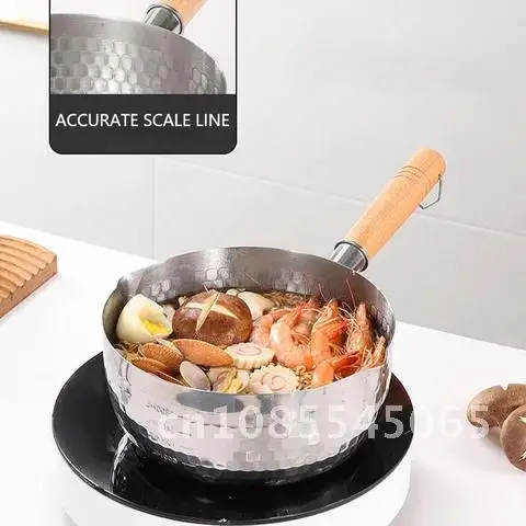 

Stainless Steel Japanese Frying Pan Cooker Household Small Milk Pot Ramen Instant Soup Pot Kitchen Cooking Set Uncoated 16-20cm