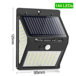 Enhanced Solar Motion Sensor Wall Light - Outdoor Waterproof LED Lighting for Yard, Garden, and Garage (144LED)