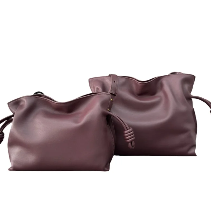 Brand Luxury Drawstring Long Shoulder Bag Crossbody Pleated Design Cowhide Lucky Bag Female Fashion Clutch Bucket Roomy Bags
