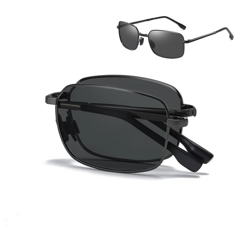 Folding Photochromic Polarized Sunglasses Men Driving Square Alloy Frame Outdoor anti glare sunglasses polarized sunglasses photochromic sunglasses driving glasses