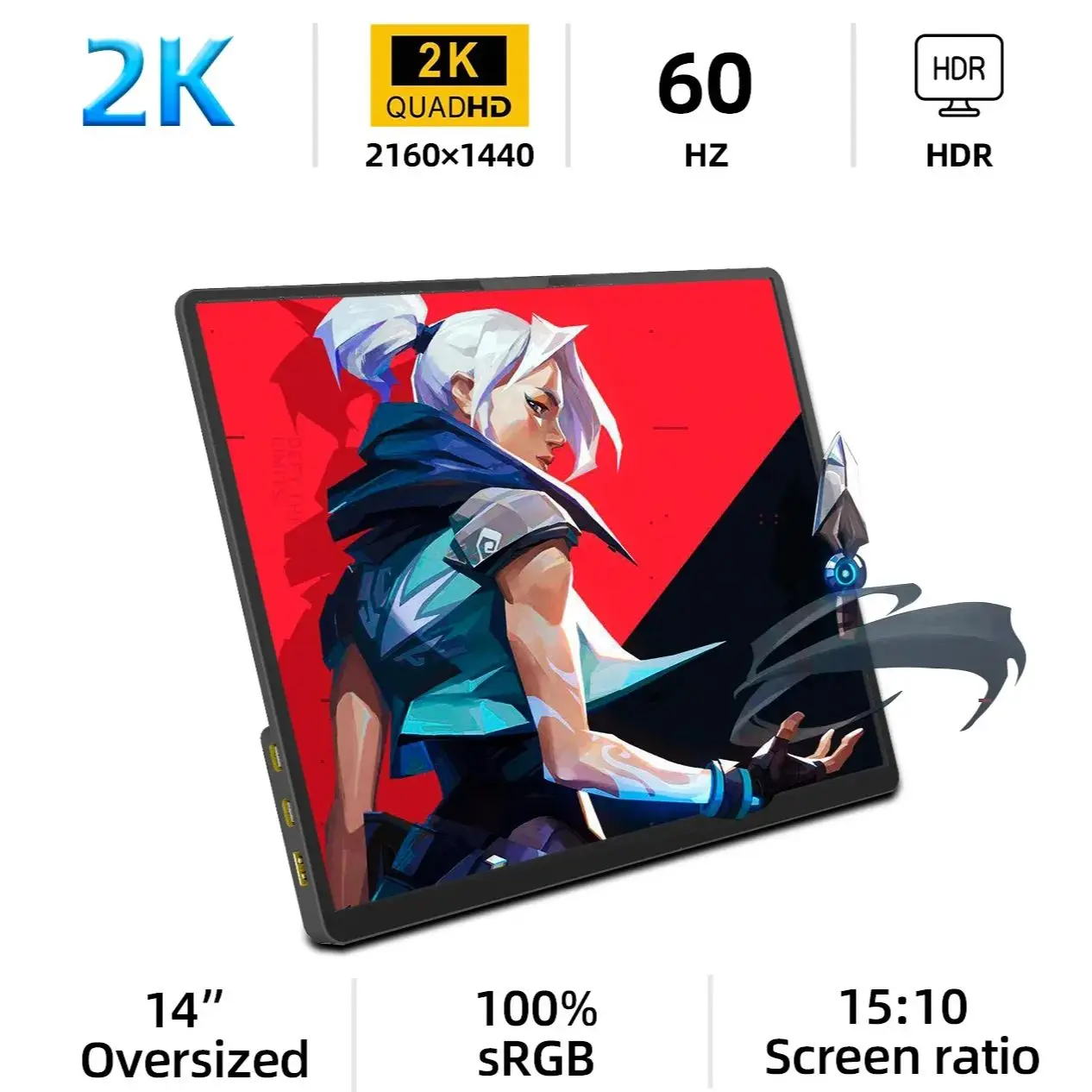 ZSUS 2160*1440  14-inch 2K Portable Monitor 60HZ For Laptop XBox PS4 / 5 Switch TV Box Cell Phone PC Extension  Mobile 1