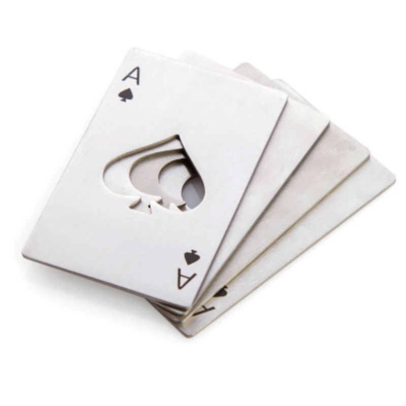 

8Pcs Stainless Steel Poker Playing Card Ace Of Spades Bar Tool Soda Beer Bottle Cap Opener Gift Home Decor Compact