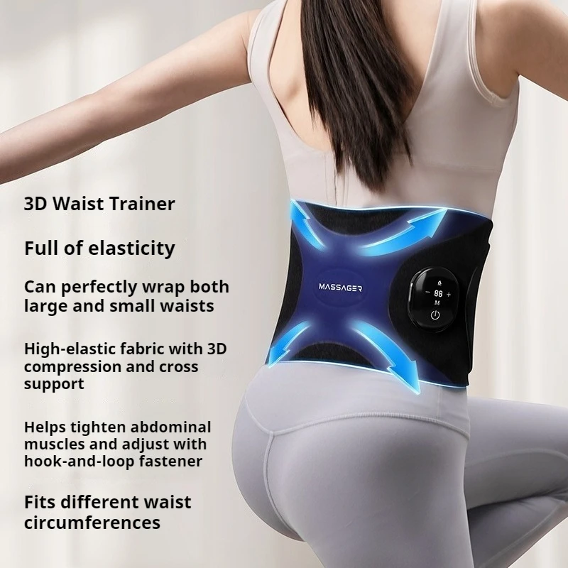 Massage Heating Belt Use for Sports Fitness Running Trainer 4th Gear Hot Compress EMS Microcurrent Waist and Abdominal Massager