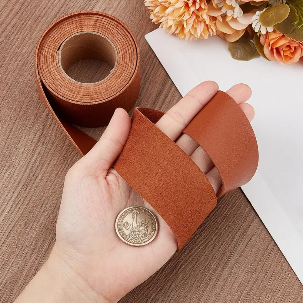 의류 가방 제작용 2M PVC 인조 가죽 리본 시에나 37.5mm 2.19 야드(2m)/롤
