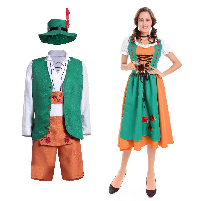 

Traditional German Beer Costume Sexy Oktoberfest Festival Carnival Party Fancy Dress Man Women Beer Festival