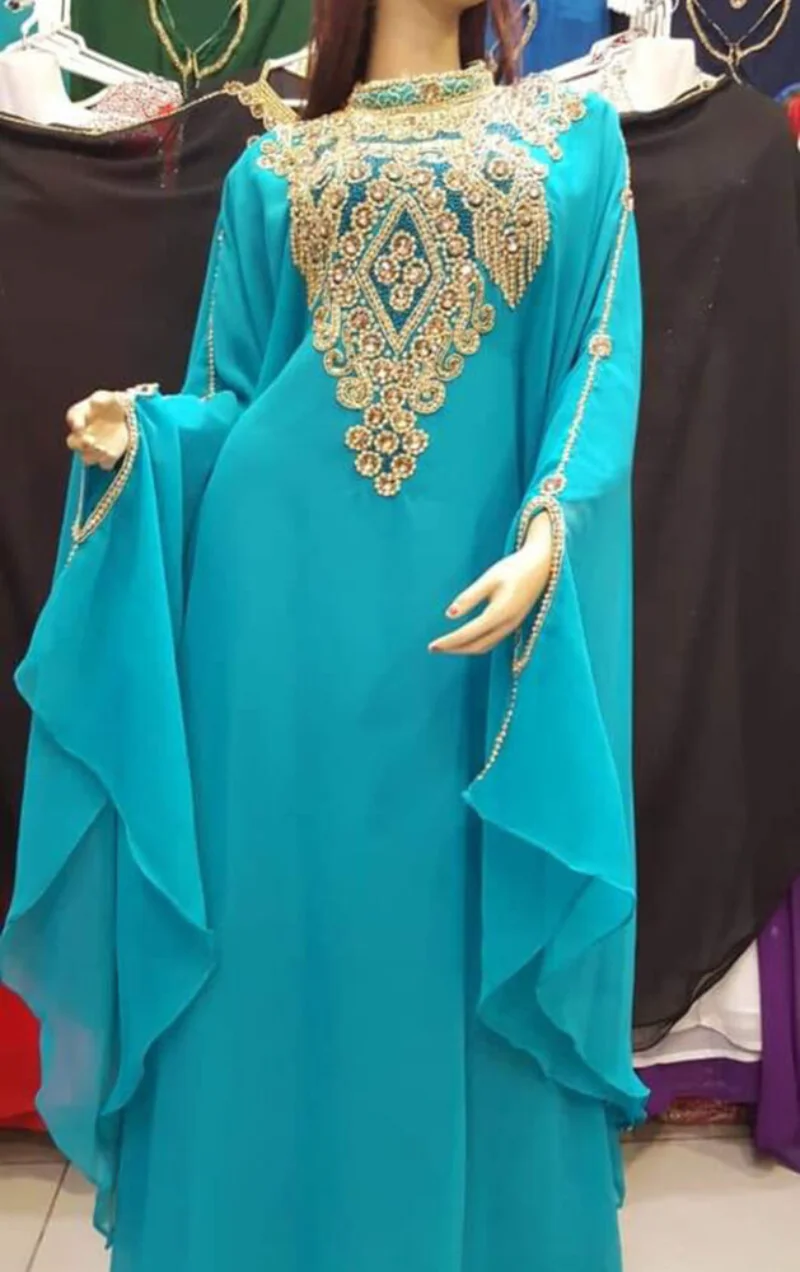 Women Dress Moroccan Hand Embroidery Takshita Kaftan Dress