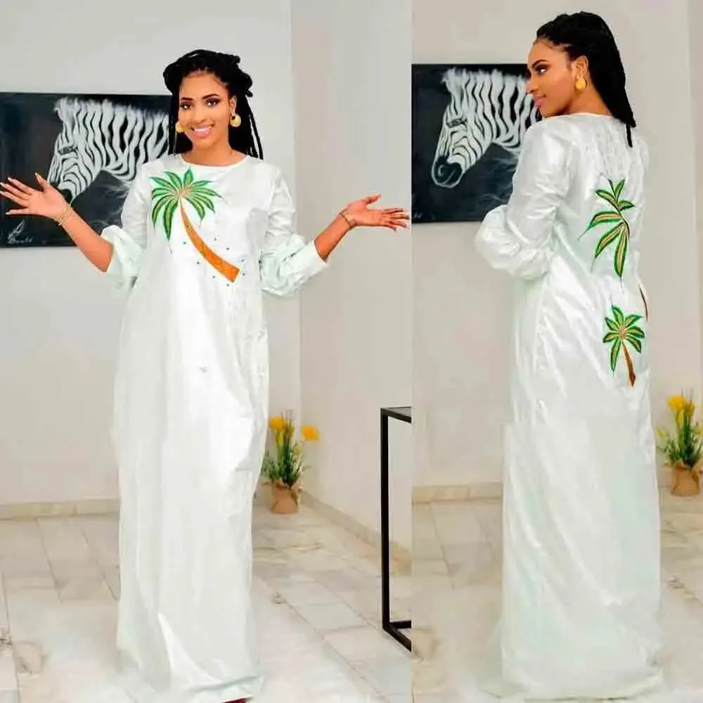 Turkey Bazin Riche Evening Gowns With Scarf Embroidery Bazin Riche Long Dresses Traditional Wedding Party Clothing Shiny Dress
