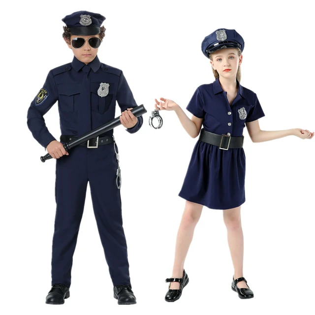 Halloween Kids Police Officer Uniform Costumes Cosplay Girl's Blue