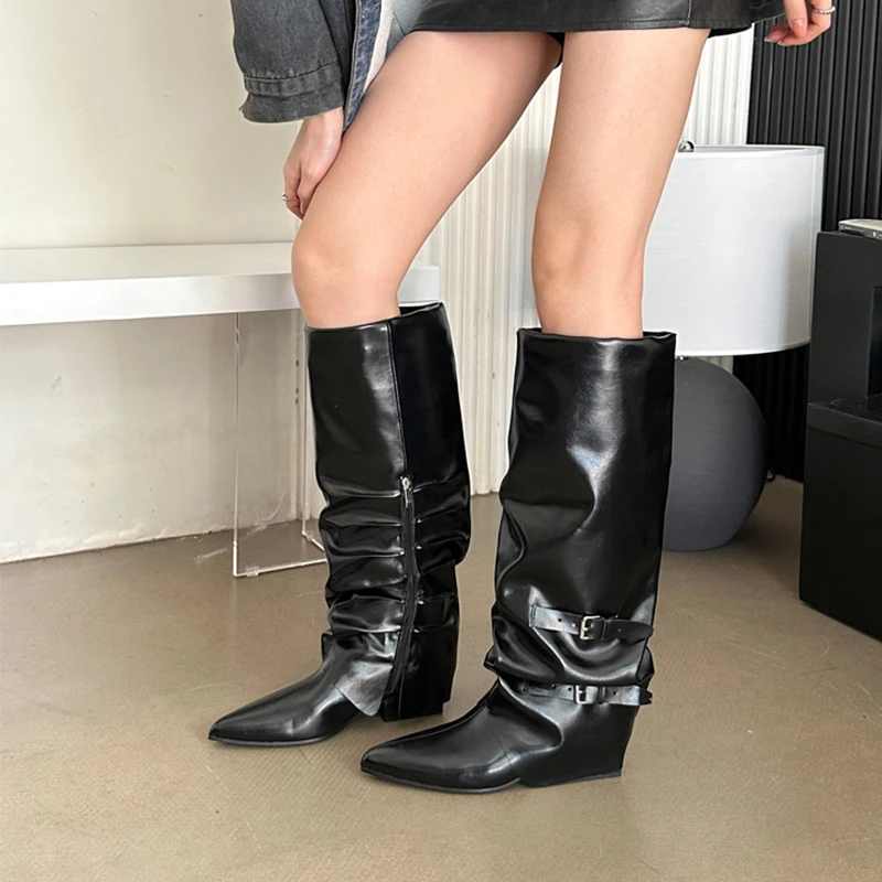 Women High Boots Cosplay Mid-calf Boots High Platform Wedges Boots 2023 Autumn Winter New Designer Gothic Shoes For Women Botas