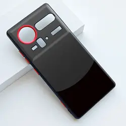 Luxury Matte PU Leather Case with Metal Buttons and Lens Ring - Ultra - thin Shockproof Cover for ZTE nubia Z80 Ultra (Black)