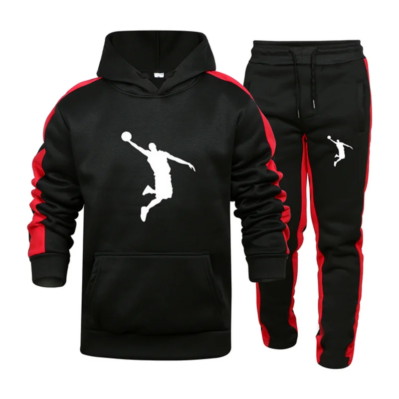 Autumn and Winter Tracksuit Men 2 Pieces Set Sweatshirt + Sweatpants Sportswear Hoodies Casual Mens Clothing Hoodies Suit 3 14y autumn basketball team street clothing set kids hoodies pants 2pcs boys tracksuit fashion infant girls sport suit outfits