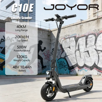 JOYOR C10E Scooter elettrico per adulti pieghevole E-Scooter 20 KM/H Monopattino elettrico 500W Skateboard 48V 10.4Ah Cavalletto