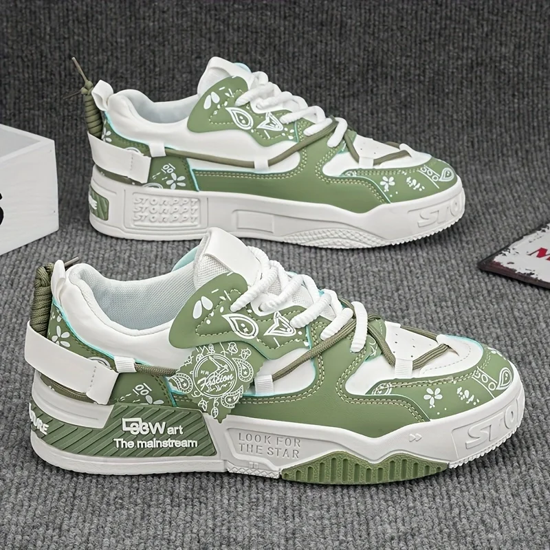 1 Pair of Men's Casual Sneakers, Stylish and Comfortable, Suitable for All Seasons, Geometric Design, Ideal for Outdoor Walking, 6