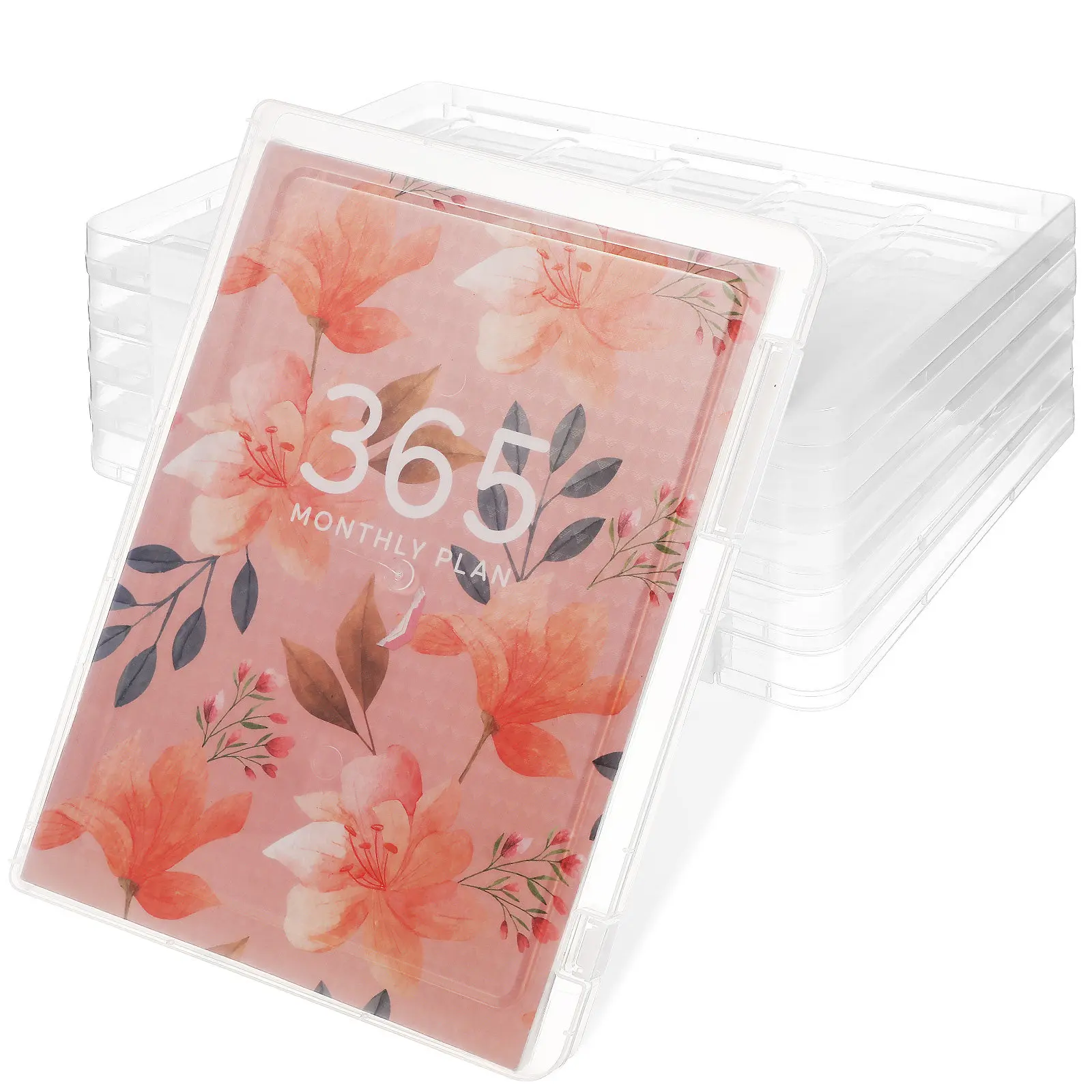 6Pcs 투명 플라스틱 문서 홀더 A4 클리어 파일 주최자 상자 뚜껑 종이 보관 사무실 학교 홈 문서 주최자
