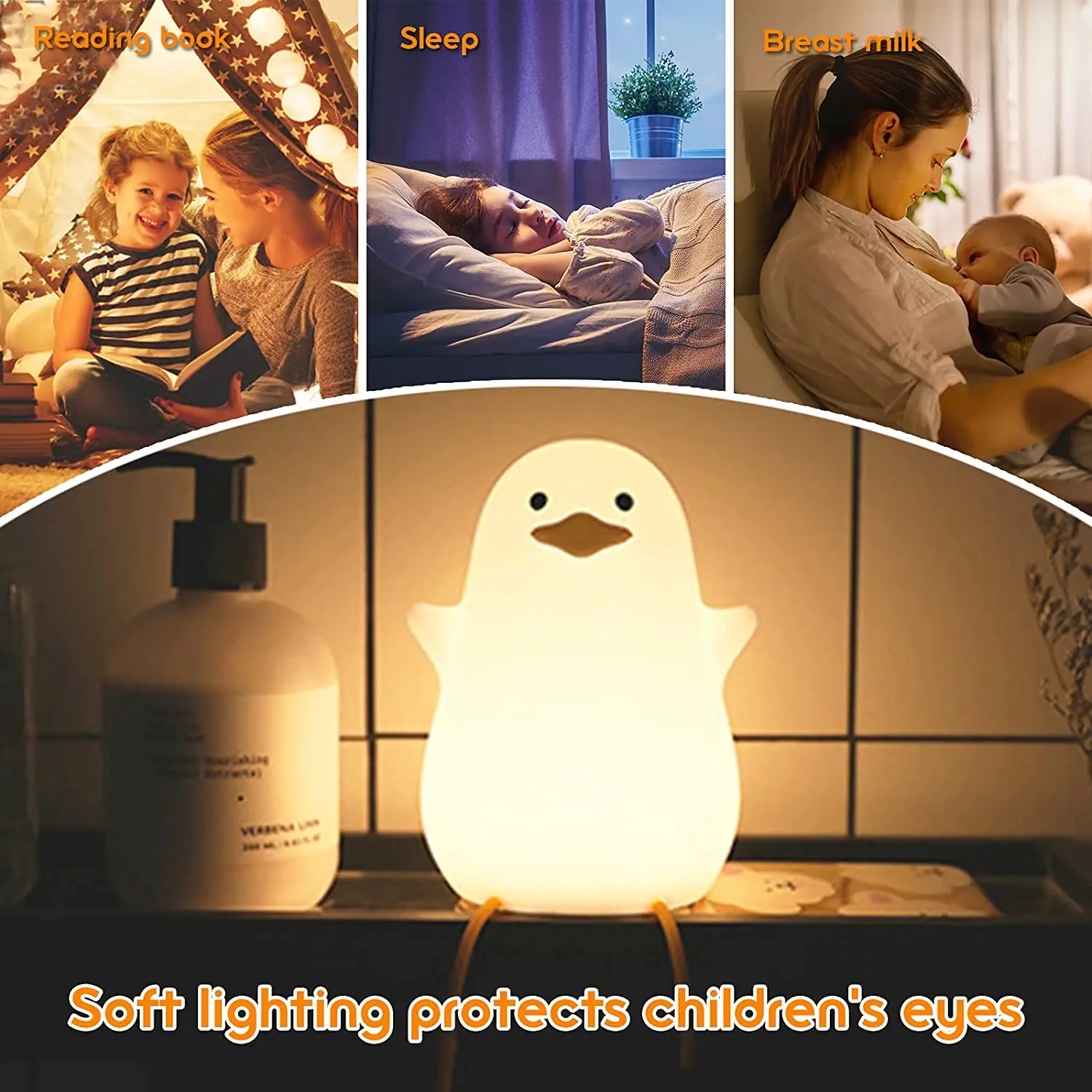 Lámpara de noche para niños, luz nocturna de silicona suave para dormir,  temporizador regulable, recargable, colorida, decoración de habitación,  regalos para niños