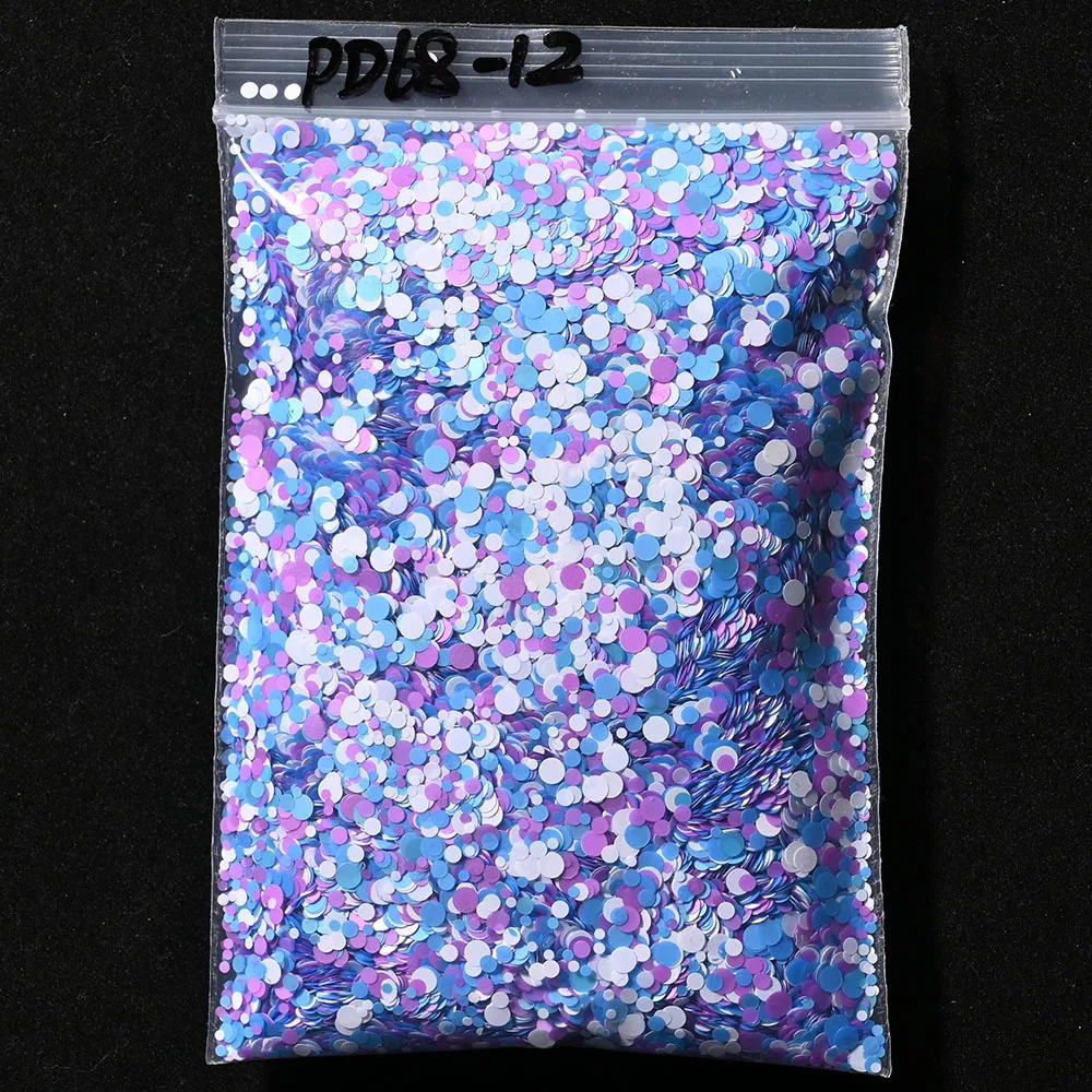 50G In 1 Bag 1Mm 2Mm 3Mm Mixed Ronde Sequin Nail Glitters (12 Kleuren) neon Gemengde Kleur Dot Glitter | Unieke Mix