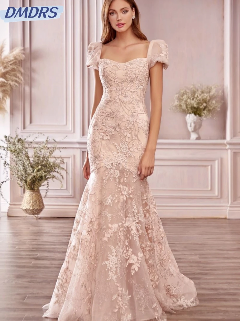 Sexy Illusion Backless Bride Robe Graceful Boat Neck Long Bridal Gown Customized Robe De Mariée