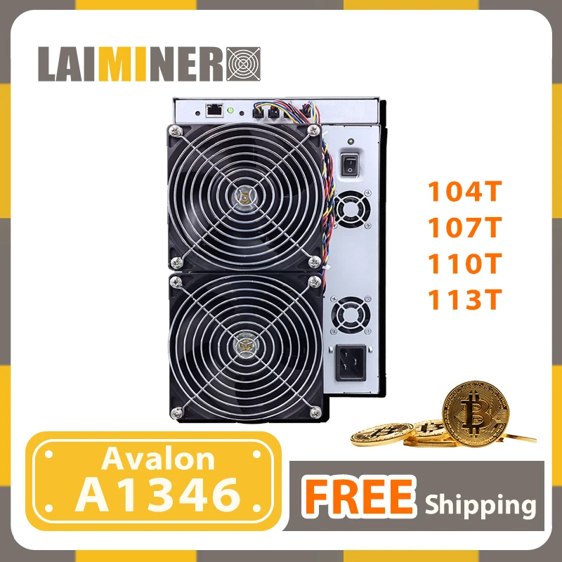 Nuovo Canaan Avalon Miner A1346 104T 107T 110T 113Th/S 3300W Hashrate Bitcoin Asic Crypto Machine Bitcoin