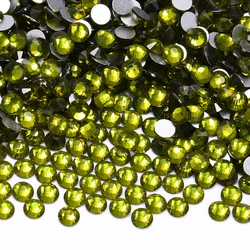 High - Quality Silver Glitter Glass Crystal Rhinestones for Nail Art and Wedding Dress Decoration (Olive Green)