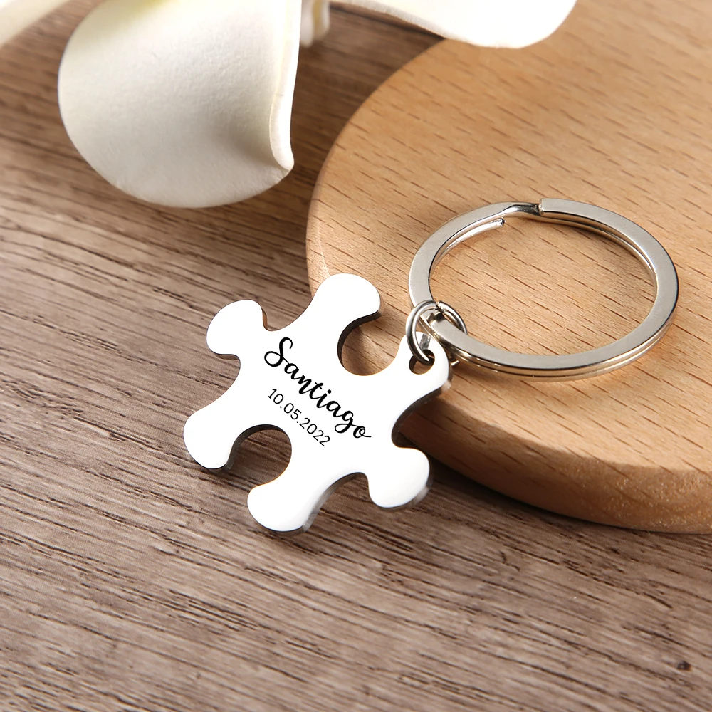 Portachiavi Coppia Puzzle - 2 Pezzi Incisi In Acciaio Inox Regalo Per Amore E Amicizia 838045