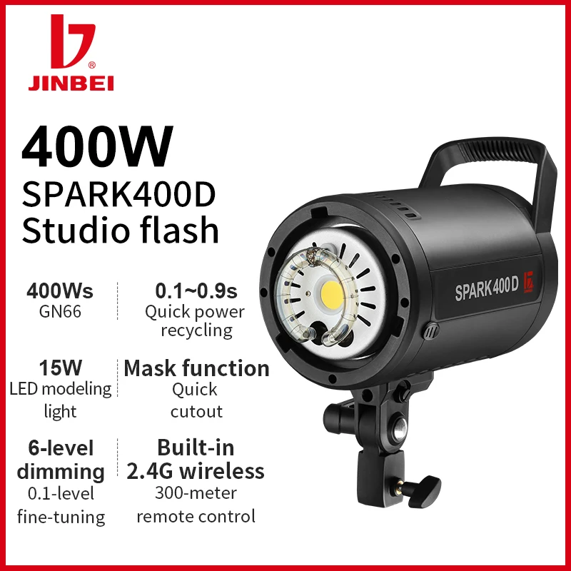 JINBEI SPARK400D 400W GN66 Professional Studio Flash Strobe with
