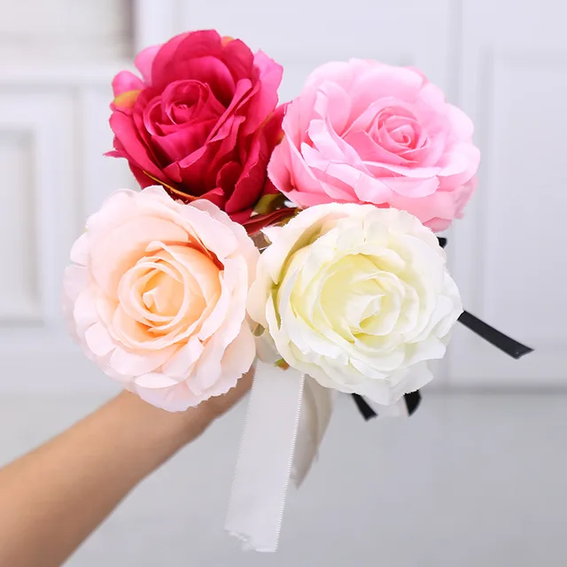 1PCS Creative Simulation Rose Flower Bow Ballpoint Pen Valentine's Day Ballpoint Pens Writing Pen Wedding Gift Pen Office Supply White