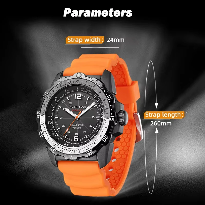 North edge evoque 2 relógio militar digital masculino à prova d'água 50m relógios de pulso esportivos masculinos energia solar luminoso relógio ambientalmente