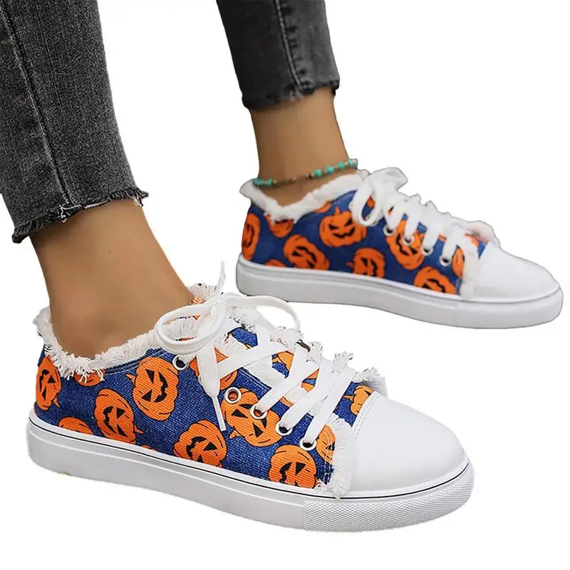 

Halloween Pumpkin Canvas Shoes Comfortable Walking Sneakers Running Sneaker Breathable Casual Shoes Sports Shoes Fashion Shoes