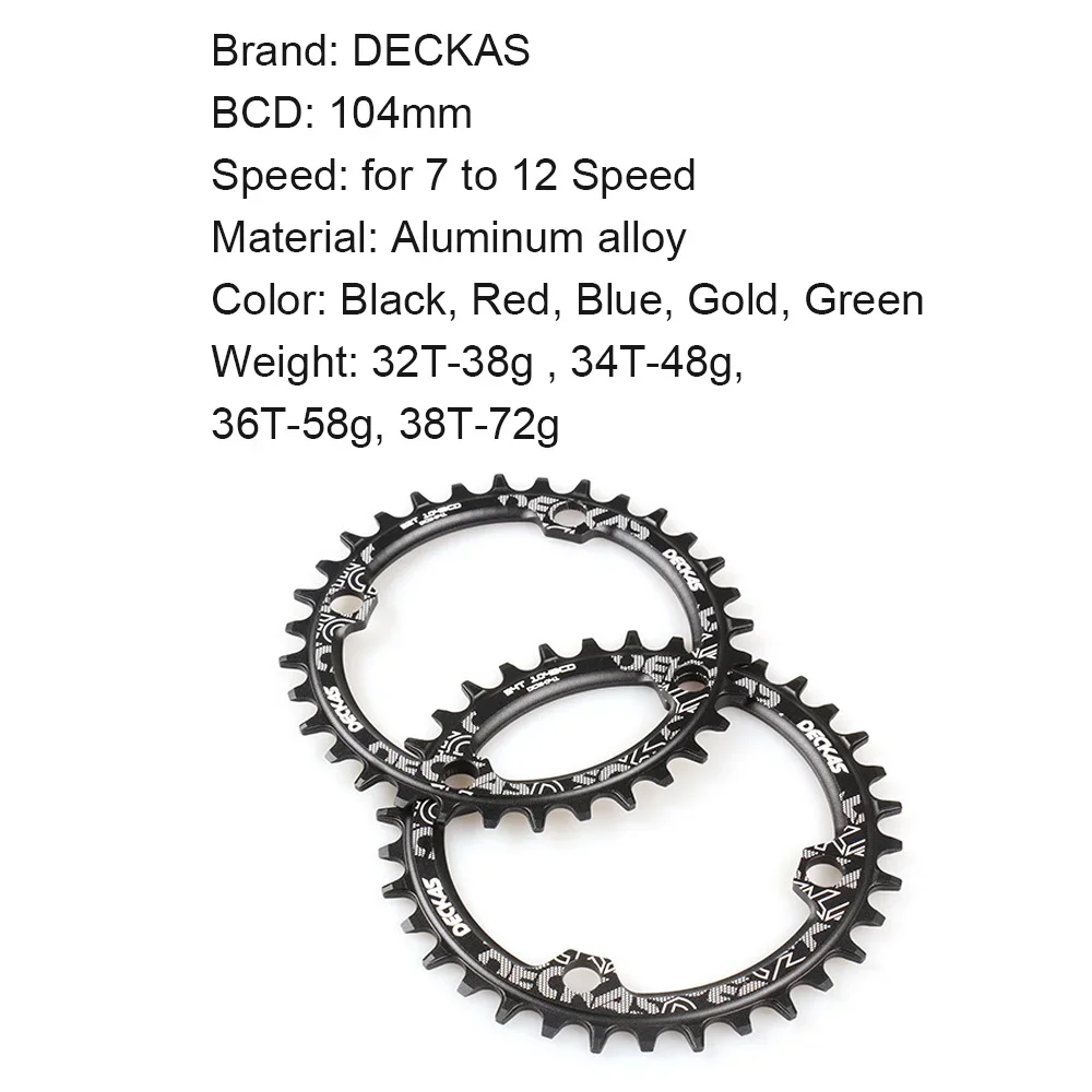 Dekas coroa bcd 104 34t 36t 38tラウンドナローワイド104bcd 34  32歯mtbバイクチェーンリングシングルスピードm785用12v 11v - AliExpress