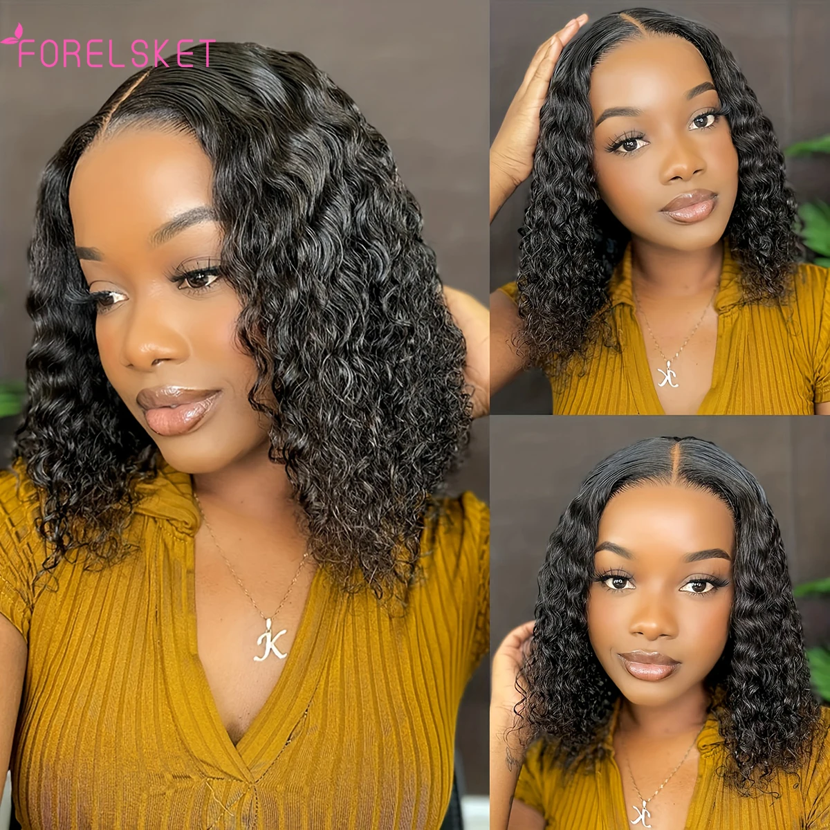 

Glueless Wear And Go Bob Wig Pre Plucked Glueless Deep Wave Bob Lace Front Wigs Human Hair Wigs 4x6 No Glue Closure Lace Wigs