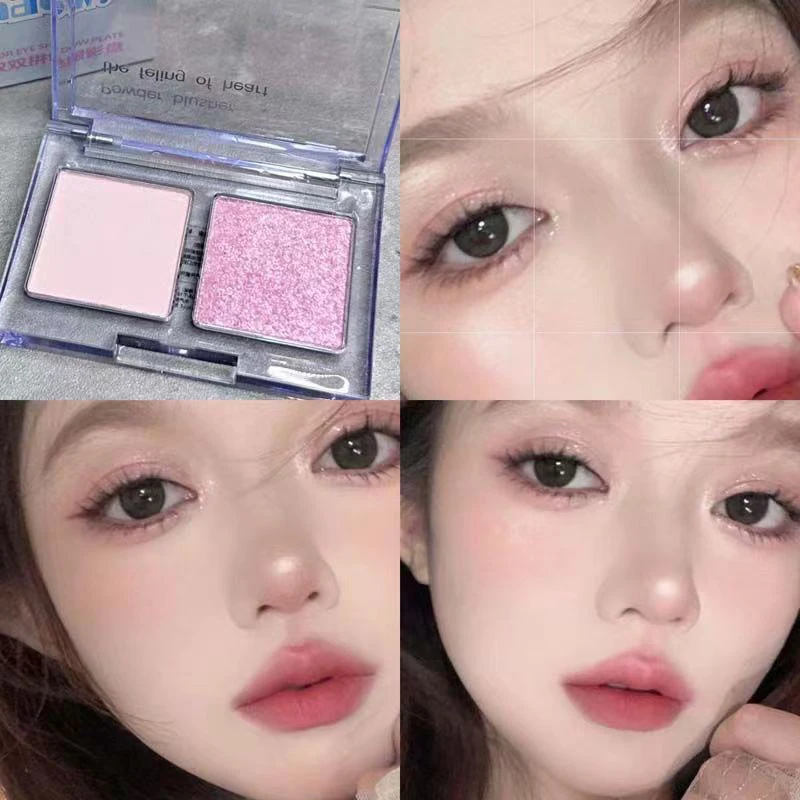Smokey Blue Eyeshadow Palette Matte Pearl Gray Pink Rose Low Saturation Eye Shadow