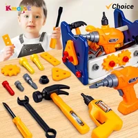 Children Pretend Play Repair Tools Play Game 2 In 1 DIY Toolbox Chair Toy Plastic Construction Screw Tools Toys for Boys Gifts 1