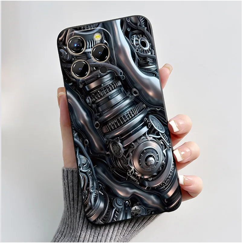Chrysanthemum Forest Pattern Anti-Scratch Black Soft Phone Case