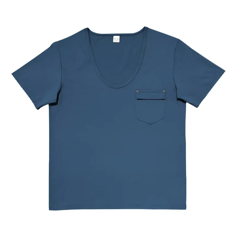 2026 Neues Taschen-T-Shirt Europäischer und Amerikanischer Herren-Stil V-Ausschnitt Einfarbig Lässiges Kurzarm-T-Shirt – Detail 30