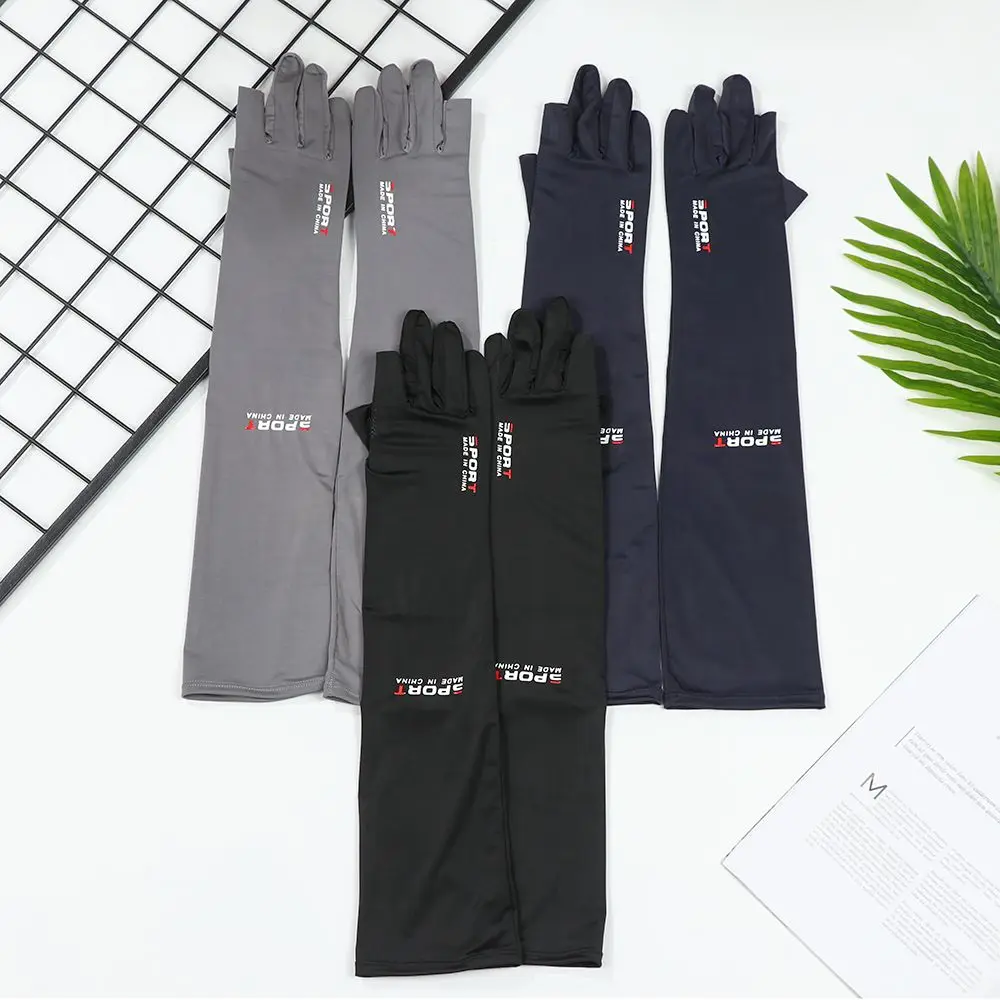 Two/Five-fingers Breathable Ice Arm Sleeves Outdoor Sport Sun Protective Arm Warmer Riding Running Cool Silk Sleeve