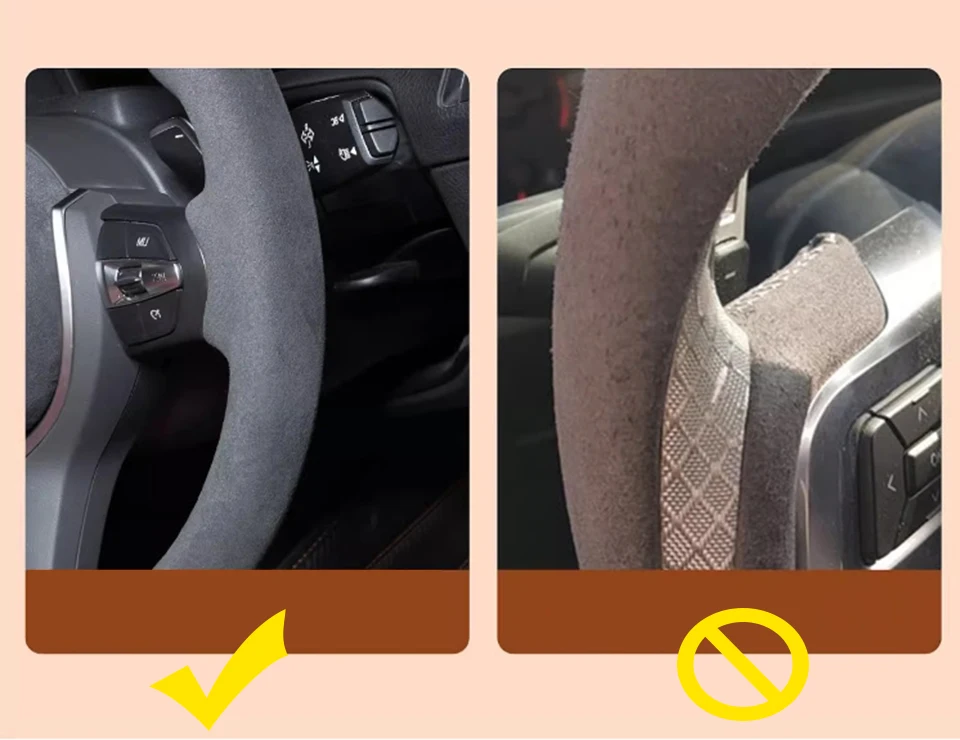 Maßgeschneiderte handgenähte Lenkradabdeckung aus schwarzem Wildleder für Volvo S40 2006–2012, V50 2005–2011, Autozubehör – Detail 4
