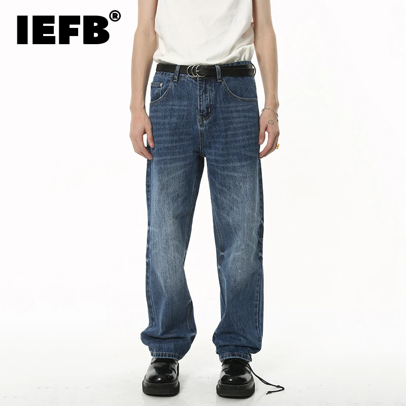 

IEFB Men's Retro Jeans High Street Casual Washed Baggy Denim Pants Loose Straight Wide Leg Trousers 2023 Autumn New Chic 9C1877