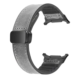 Premium Leather Magnetic Strap for Smartwatch - Men's Quick Fit Silicone Bracelet (Grey-B)
