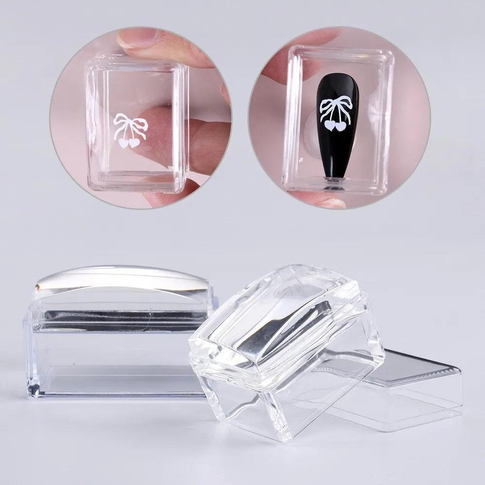 새로운 투명 네일 아트 스탬핑 플레이트 재사용 가능한 프렌치 실리콘 네일 스탬퍼 사각형 DIY 네일 스텐실 템플릿 매니큐어 도구