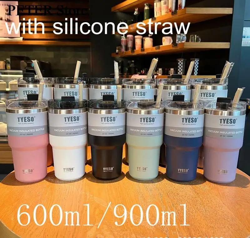530/750ML Tyeso Stainless Steel Thermos Mug Portable Vacuum Flask Thermal Bottle Tumbler Thermo Cup With Straw Copo Termico