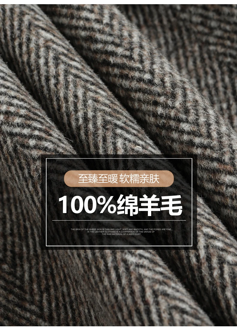 Description Picture 3 of itemWinter Thickened Double-sided Cashmere Coat Men's Warm Goose Down Liner Medium 100% Wool Jacket Men Woolen Coat Male Chaqueta FC