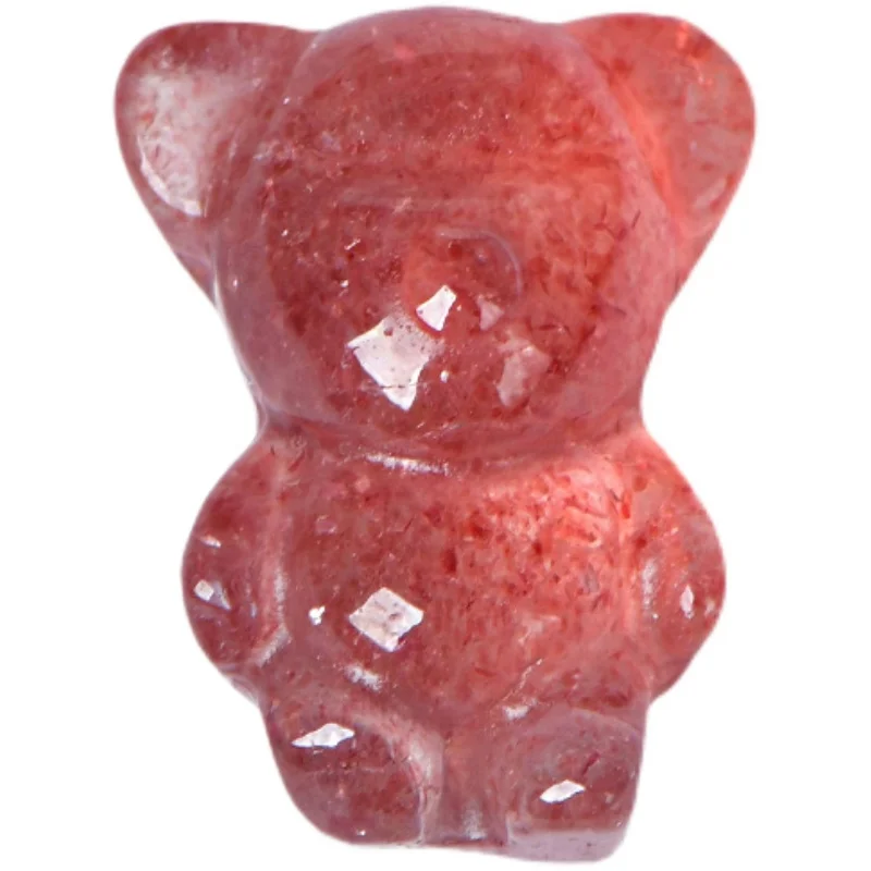 

5A Strawberry Quartz Candy Bear Genuine Quartz Crystal Single Bead DIY Jewelry Material Loose Beads